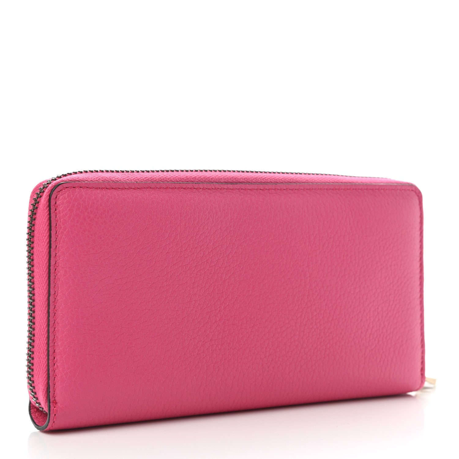 Gucci Grained Calfskin Logo Zip Around Wallet Box Pink Green 3 of 8
