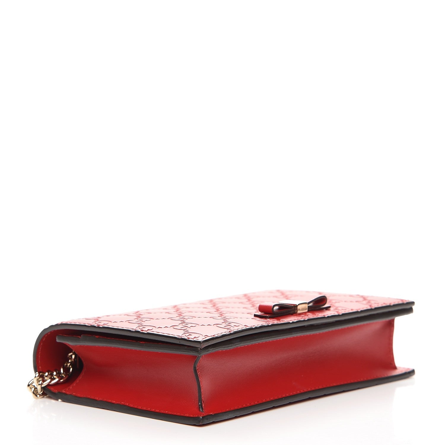 Gucci Guccissima Signature Bowy Chain Wallet Hibiscus Red 3 of 6