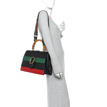 Gucci Calfskin Bamboo Web Large Dionysus Top Handle Bag Black Bright Evergreen Hibiscus Red 2 of 10