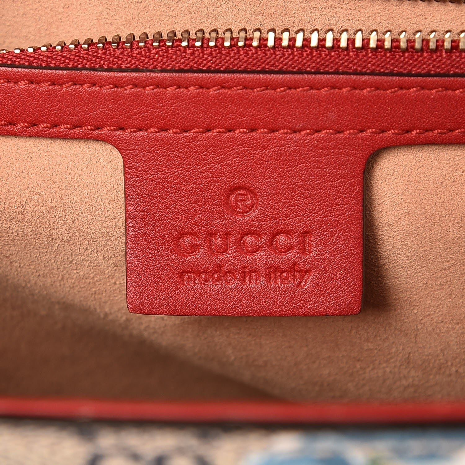 Gucci GG Supreme Monogram Blooms Medium Padlock Shoulder Bag Beige Blue Navy Hibiscus Red 7 of 9