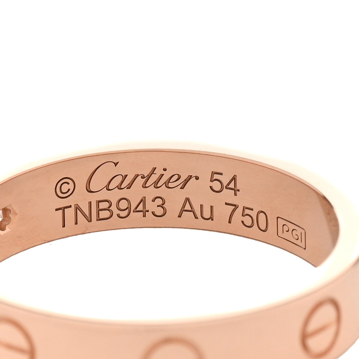 Cartier 18K Pink Gold Diamond 4mm LOVE Wedding Band Ring 54 6.75 4 of 4