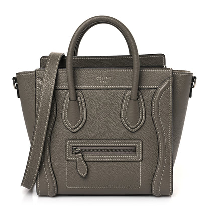 Celine Drummed Calfskin Nano Luggage Souris 1 of 9