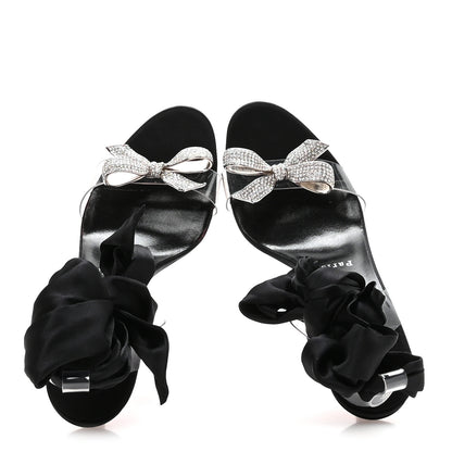 Christian Louboutin Satin Crystal PVC Astrinodo 100 Sandals 39.5 Black 2 of 8