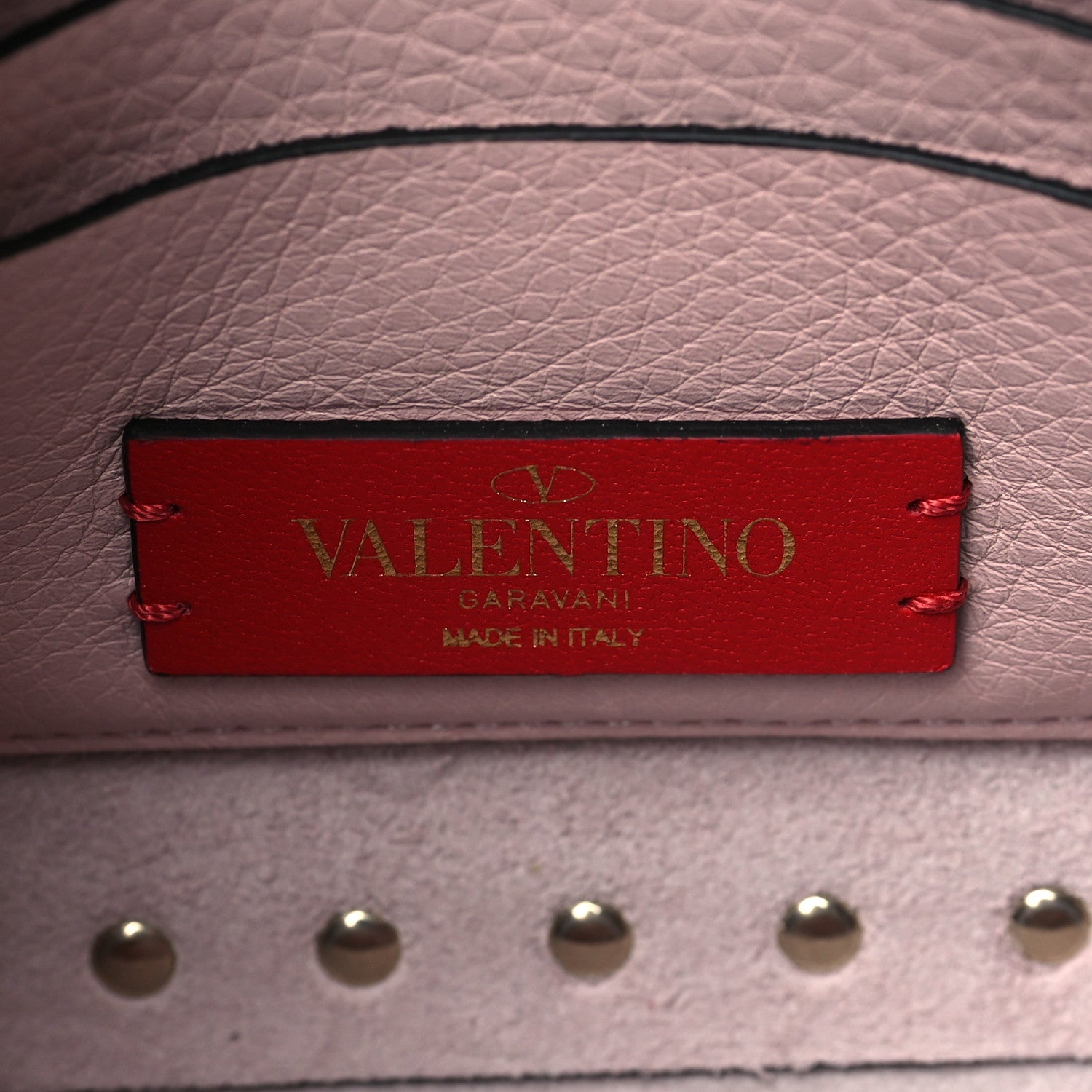 Valentino Garavani Grainy Calfskin Small Rockstud Top Handle Bag Rose Quartz 6 of 9