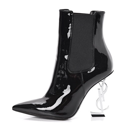 Saint Laurent Patent Opyum Booties 36.5 Black 1 of 8