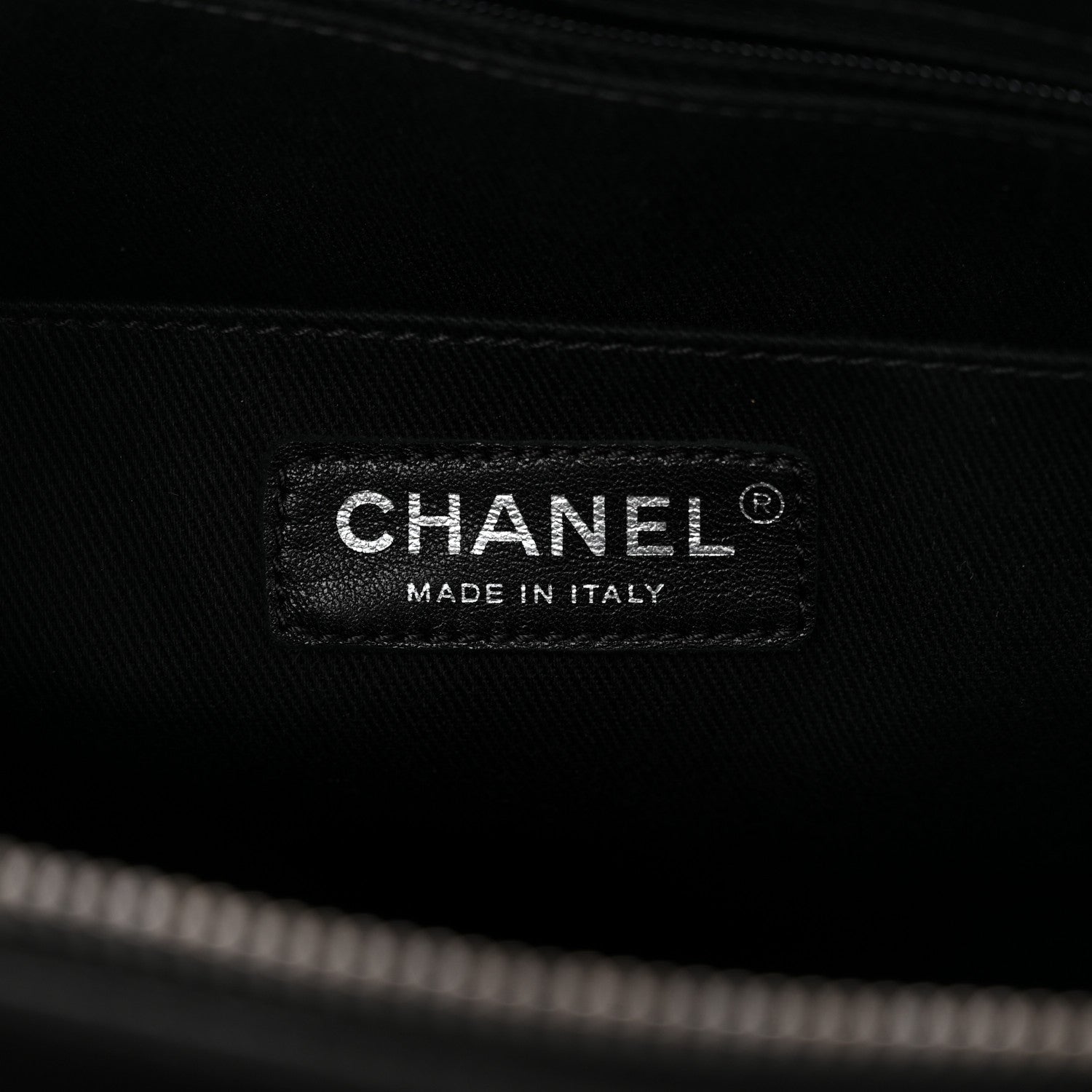 Chanel Grained Vegetal Calfskin Stitched Shopping Tote Black 6 of 10