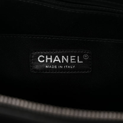 Chanel Grained Vegetal Calfskin Stitched Shopping Tote Black 6 of 10
