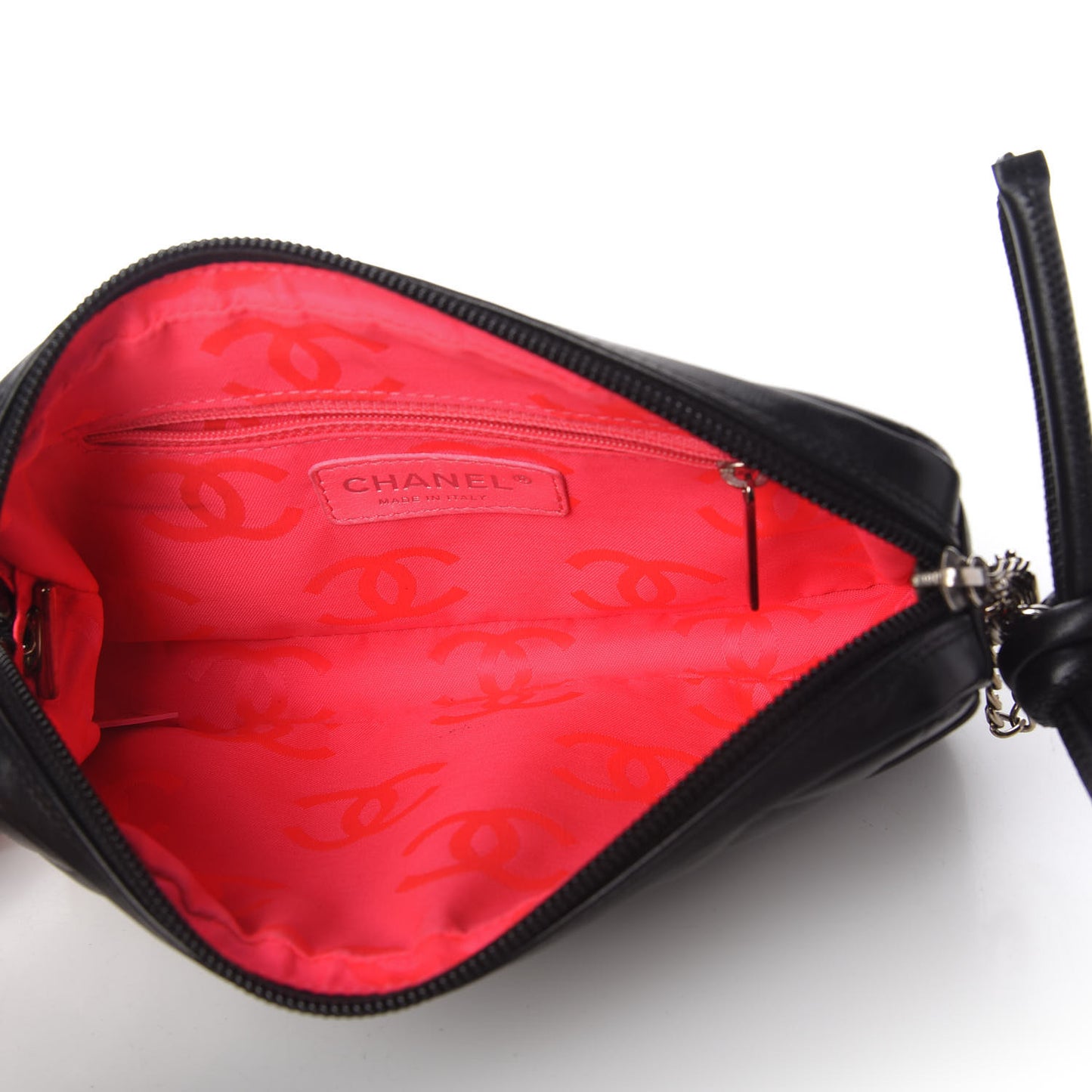 Calfskin Quilted Cambon Pochette Black White