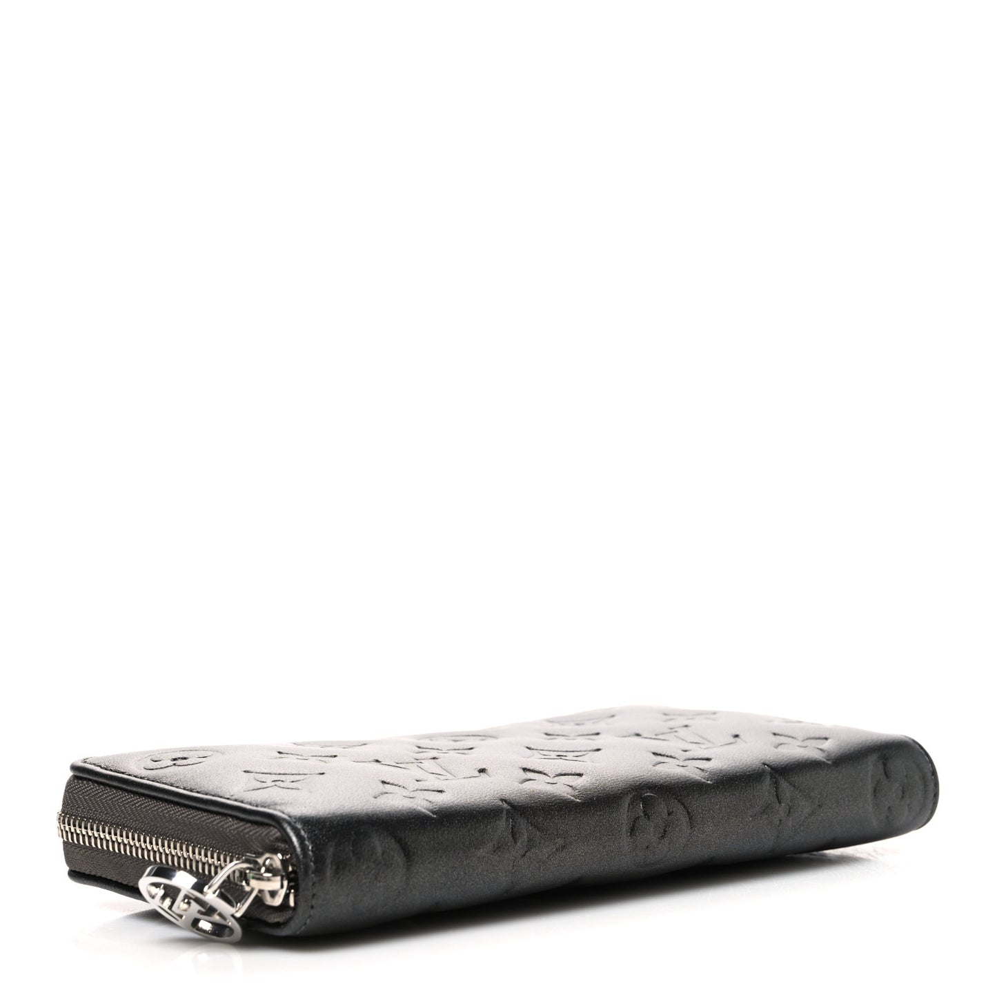 Lambskin Embossed Monogram Coussin Zippy Wallet Anthracite