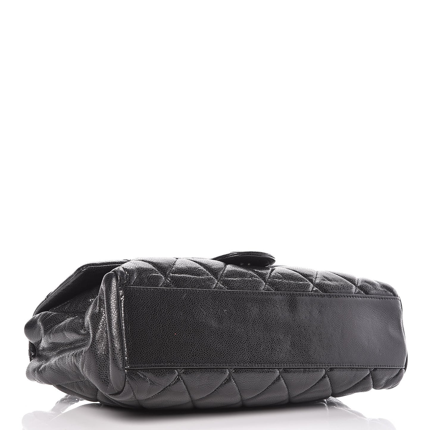 Glazed Caviar Medium Nature Flap Bag Black
