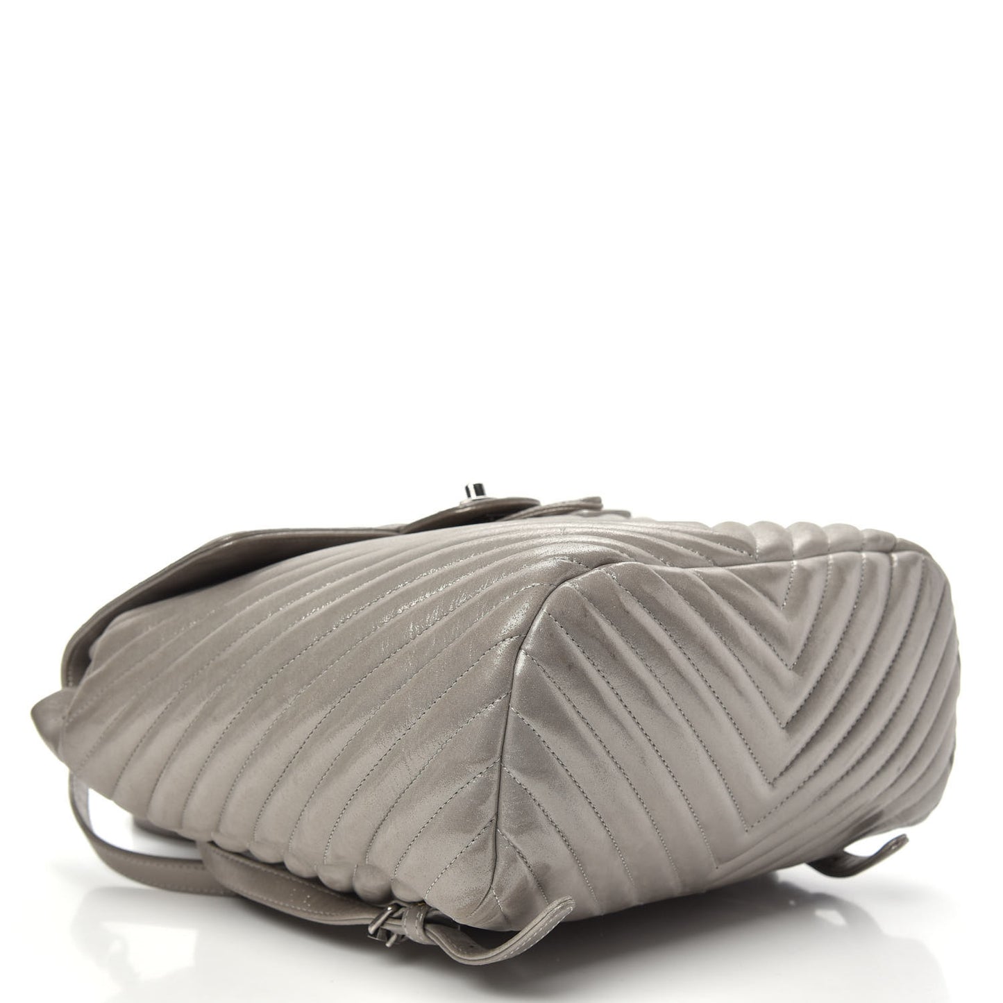 Metallic Calfskin Chevron Quilted Urban Spirit Backpack Silver