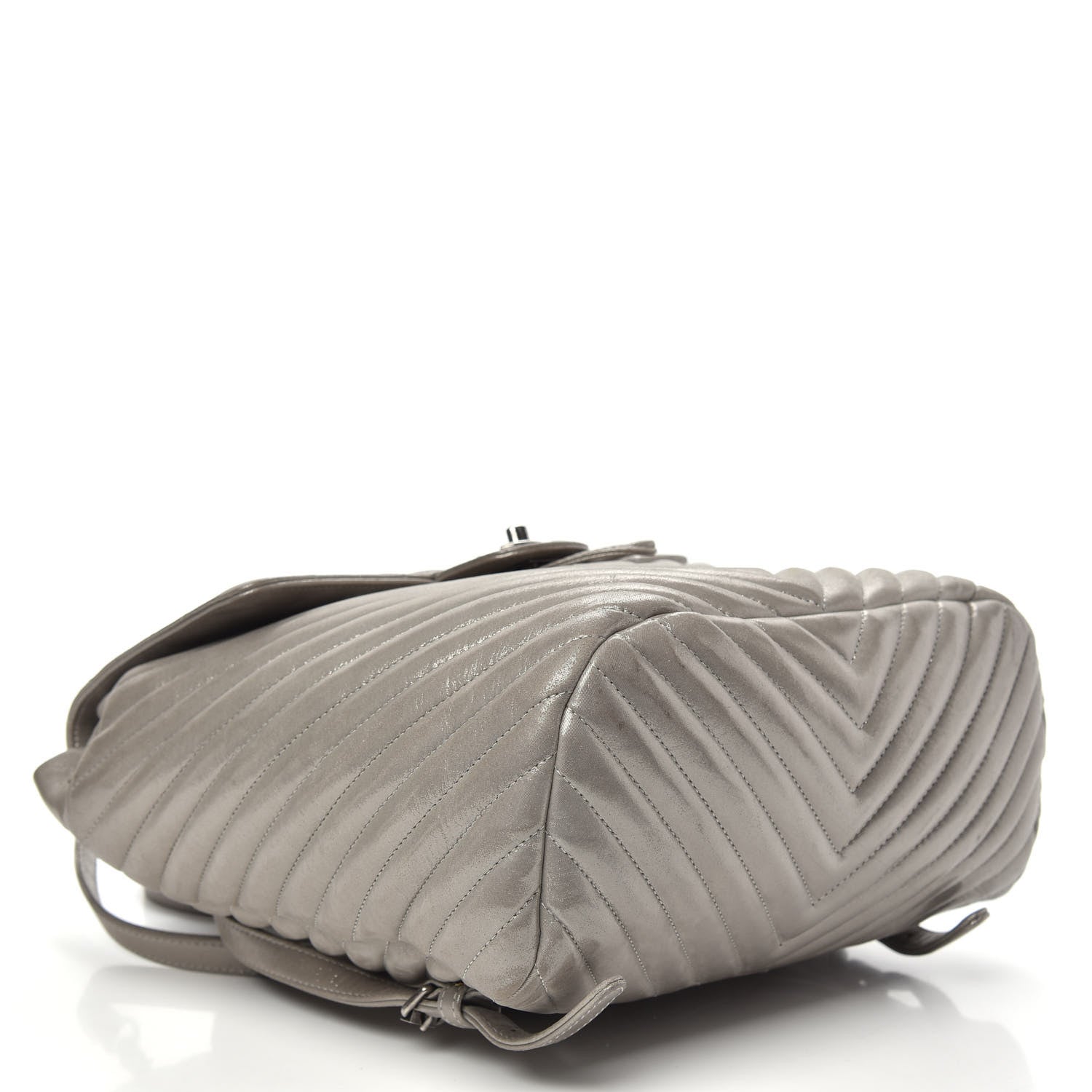 Chanel Metallic Calfskin Chevron Quilted Urban Spirit Backpack Silver 3 of 14