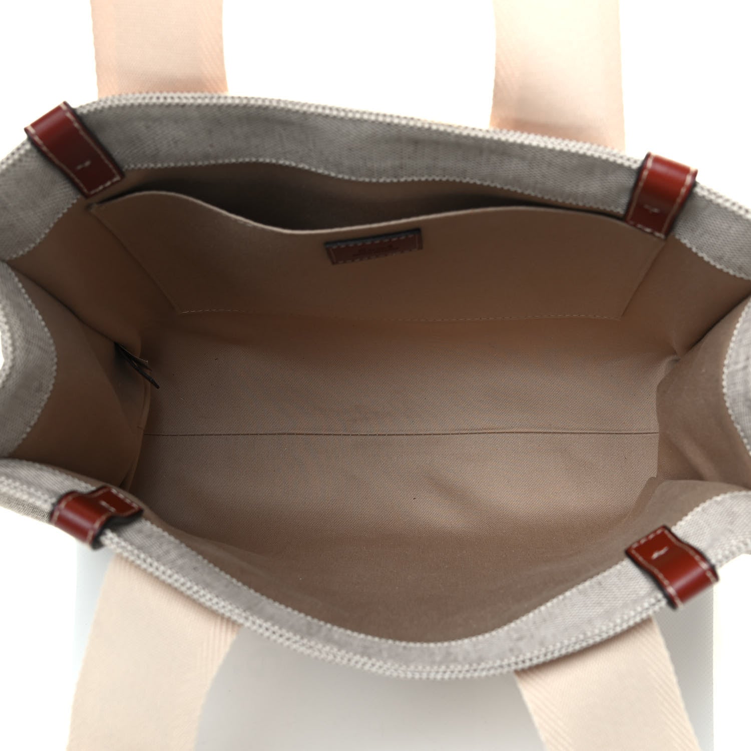 Chloe Cotton Calfskin Medium Woody Ribbon Tote White Brown 4 of 4