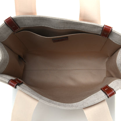 Chloe Cotton Calfskin Medium Woody Ribbon Tote White Brown 4 of 4