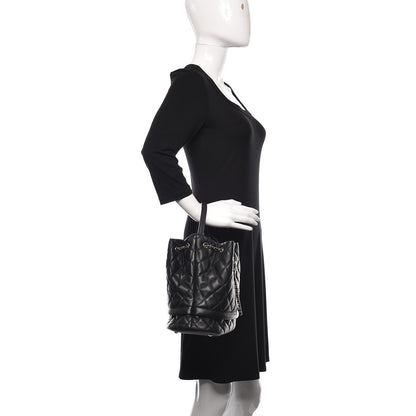 Chanel Caviar Quilted Large Rolled Up Bucket Drawstring Bag Black 2 of 12