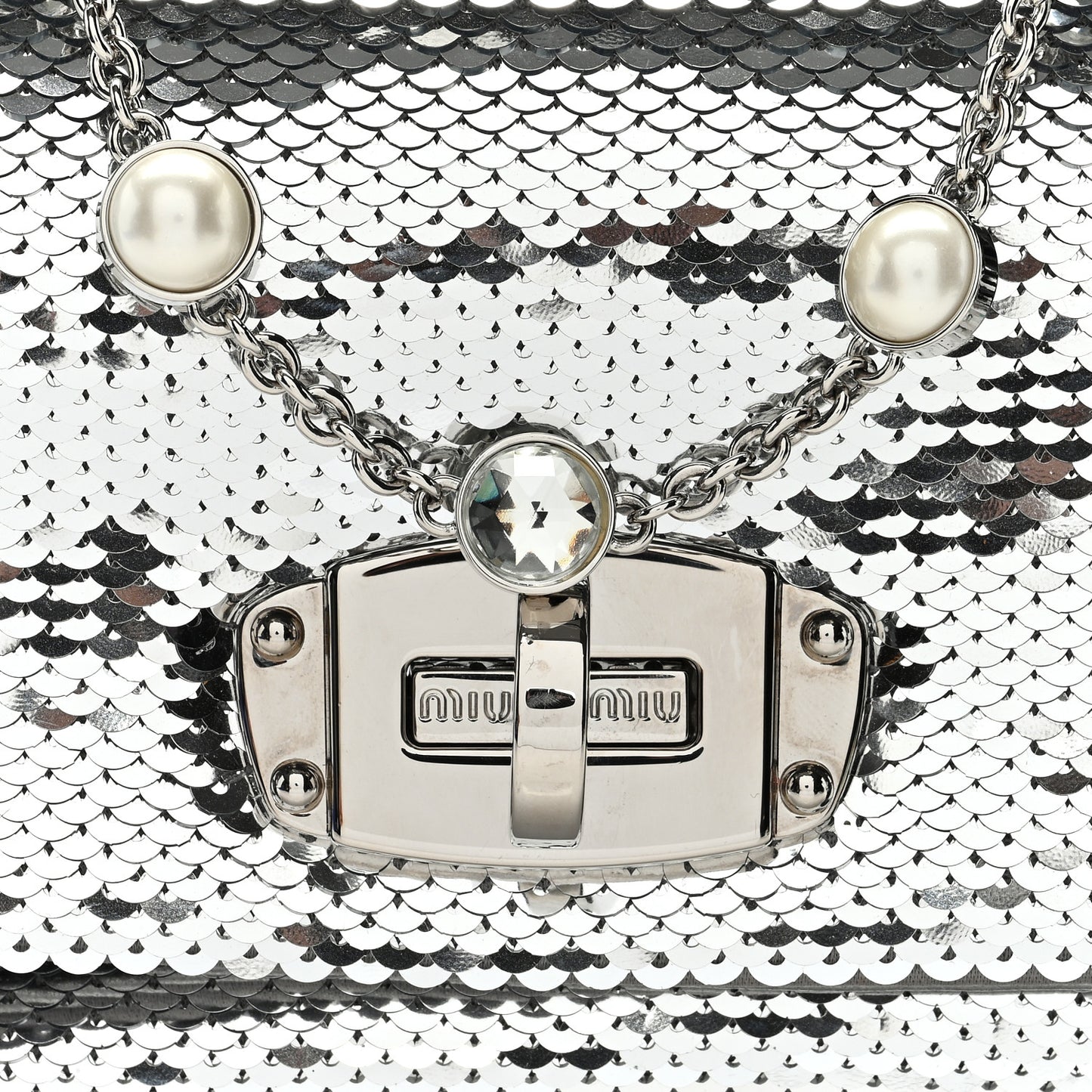 Paillettes Crystal Sequin Flap Argento