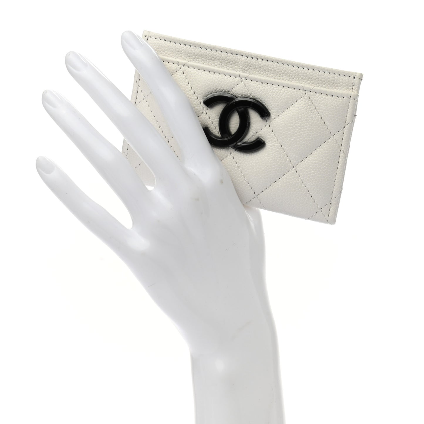 Caviar Quilted My Everything Card Holder White Black