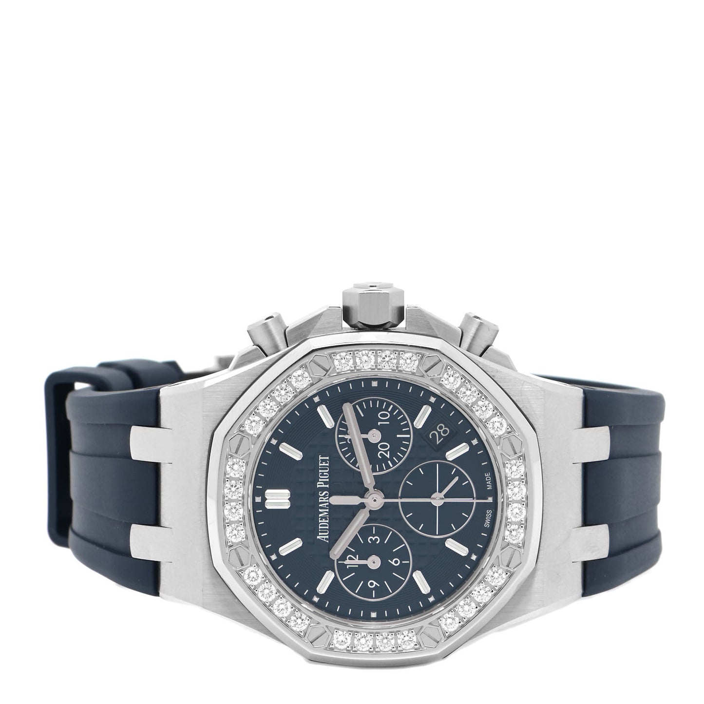 Stainless Steel Rubber Diamond 37mm Royal Oak Offshore Chronograph Automatic Watch Blue 26231ST.ZZ.D027CA.01