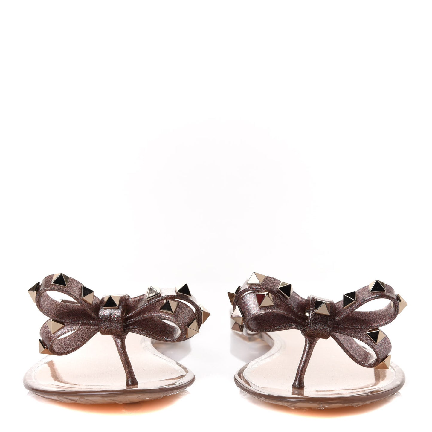 PVC Jelly Glitter Rockstud Bow Thong Sandals 36 Multicolor