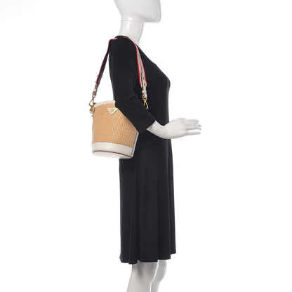Prada Paglia City Calfskin Bucket Bag Naturale White 2 of 10
