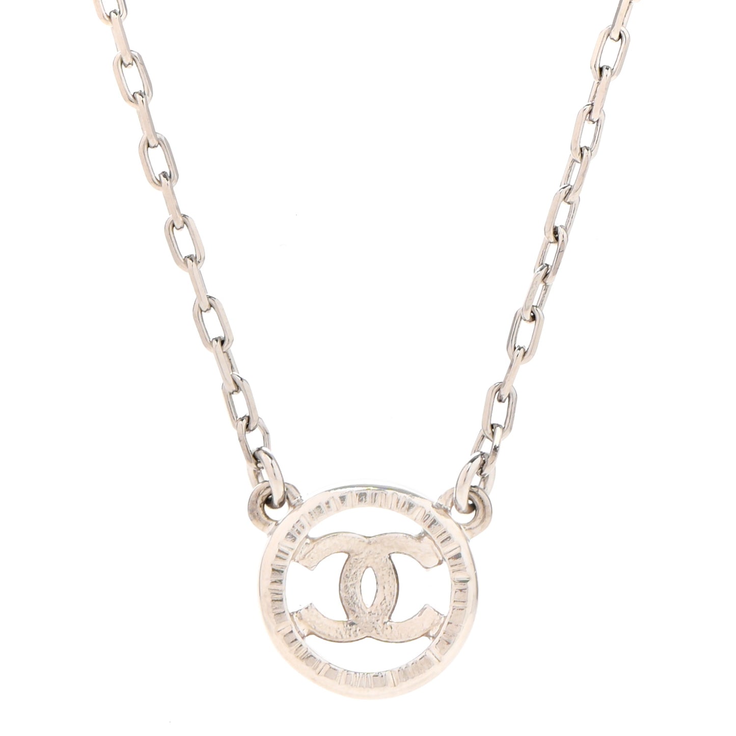 Crystal CC Chain Short Necklace Silver