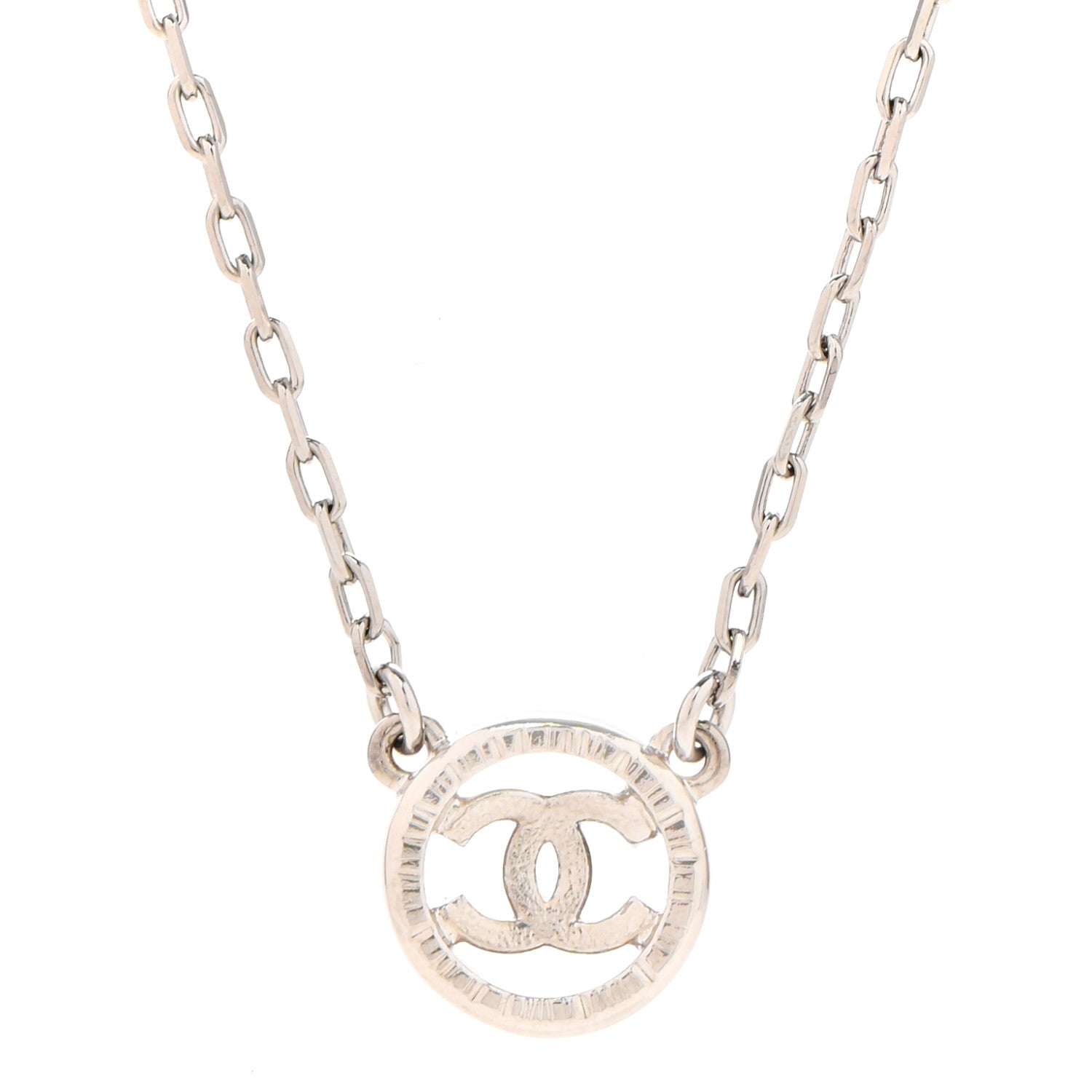 Chanel Crystal CC Chain Short Necklace Silver 4 of 7