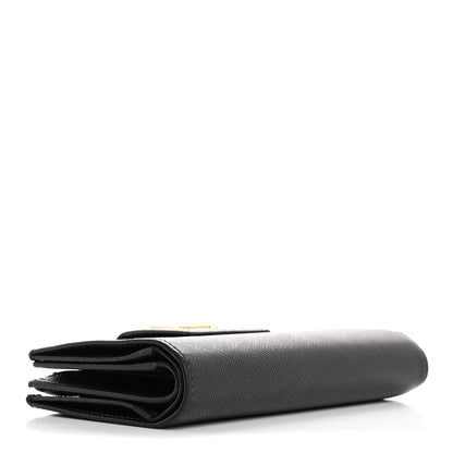 Prada Saffiano Metal Tab Wallet Black 4 of 13