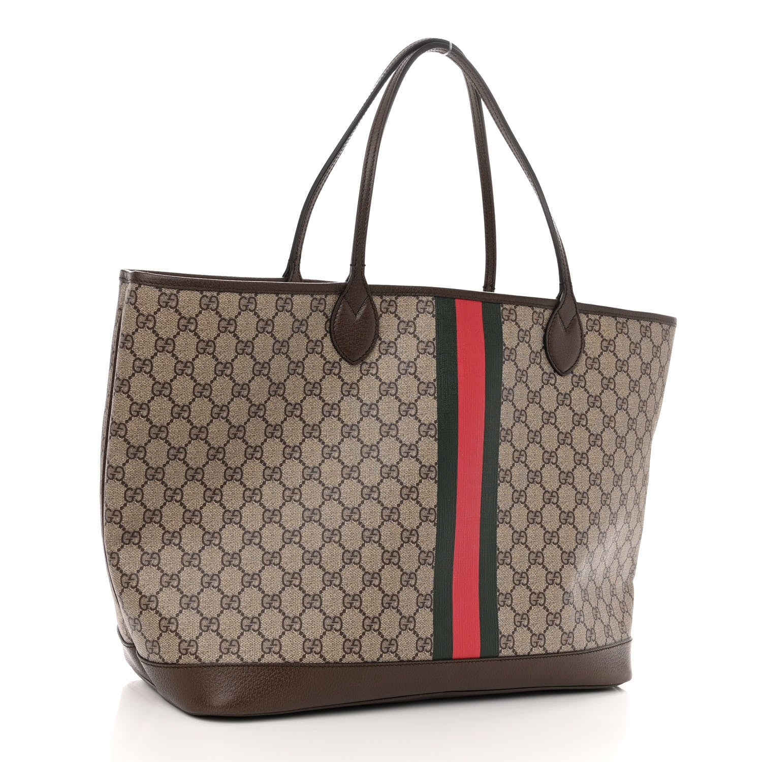 Gucci GG Supreme Monogram Textured Dollar Calfskin Web Large Ophidia Tote Beige Ebony New Acero 4 of 10