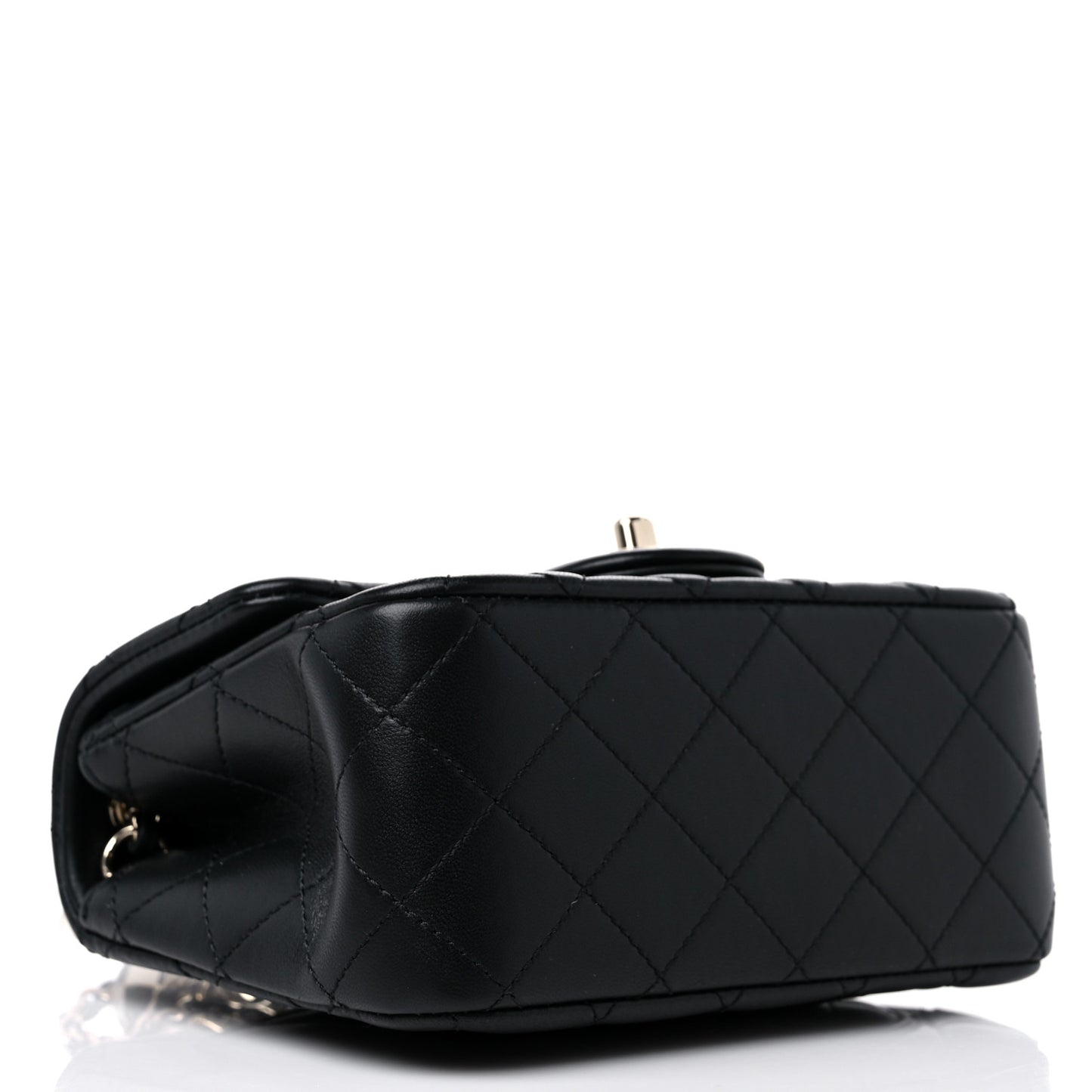 Lambskin Quilted Enamel Mini Pearl Crush Flap Black