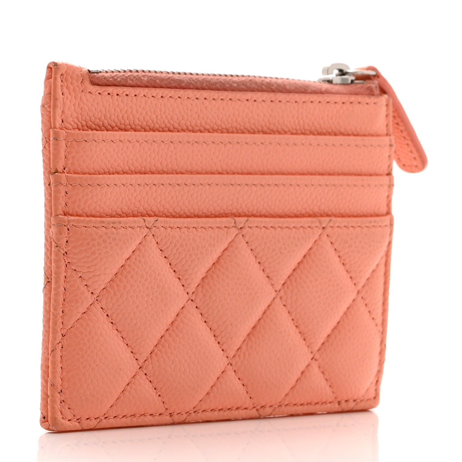 Chanel Caviar Quilted CC Zip Card Holder Pink 3 of 10