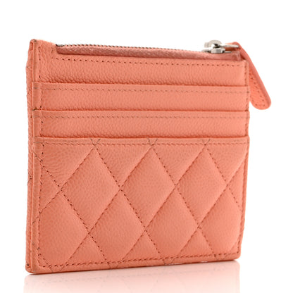 Chanel Caviar Quilted CC Zip Card Holder Pink 3 of 10