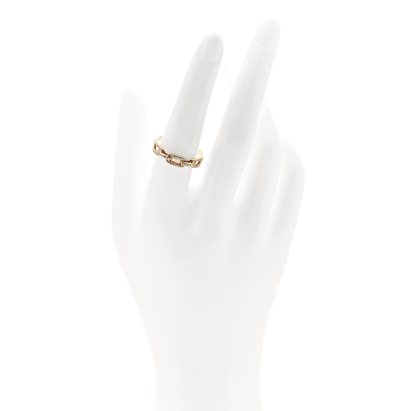 18K Yellow Gold Diamond 4.5mm Stax Single Row Chain Link Ring 54 7