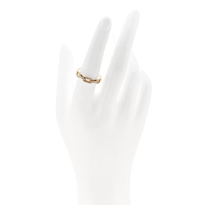 David Yurman 18K Yellow Gold Diamond 4.5mm Stax Single Row Chain Link Ring 54 7 2 of 4