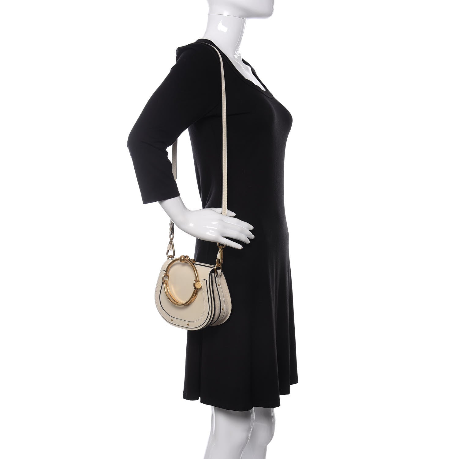 Chloe Calfskin Suede Small Nile Bracelet Bag Off White 2 of 8