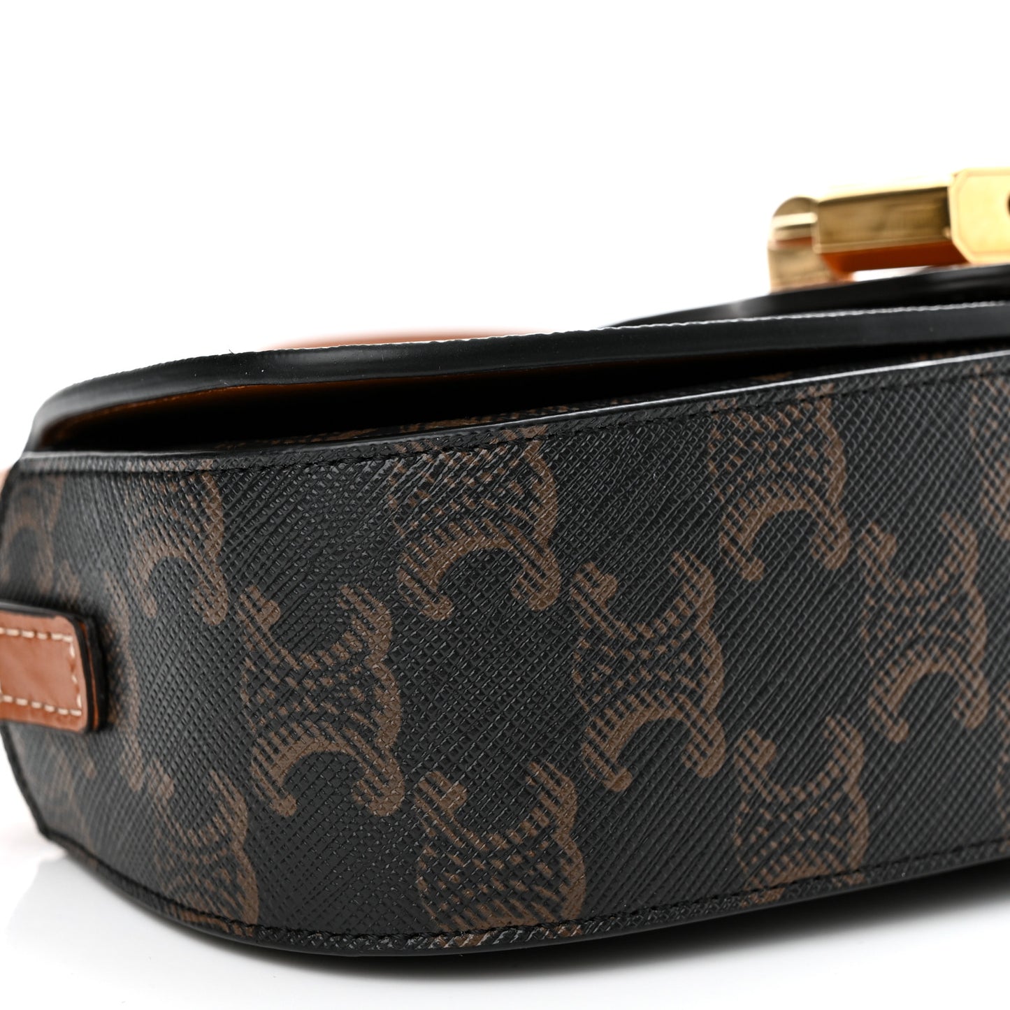 Triomphe Canvas Calfskin Tabou Clutch on Strap Tan