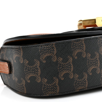 Celine Triomphe Canvas Calfskin Tabou Clutch on Strap Tan 9 of 10