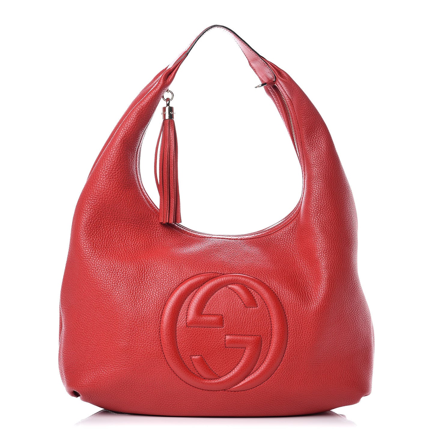 Pebbled Calfskin Large Soho Hobo Red