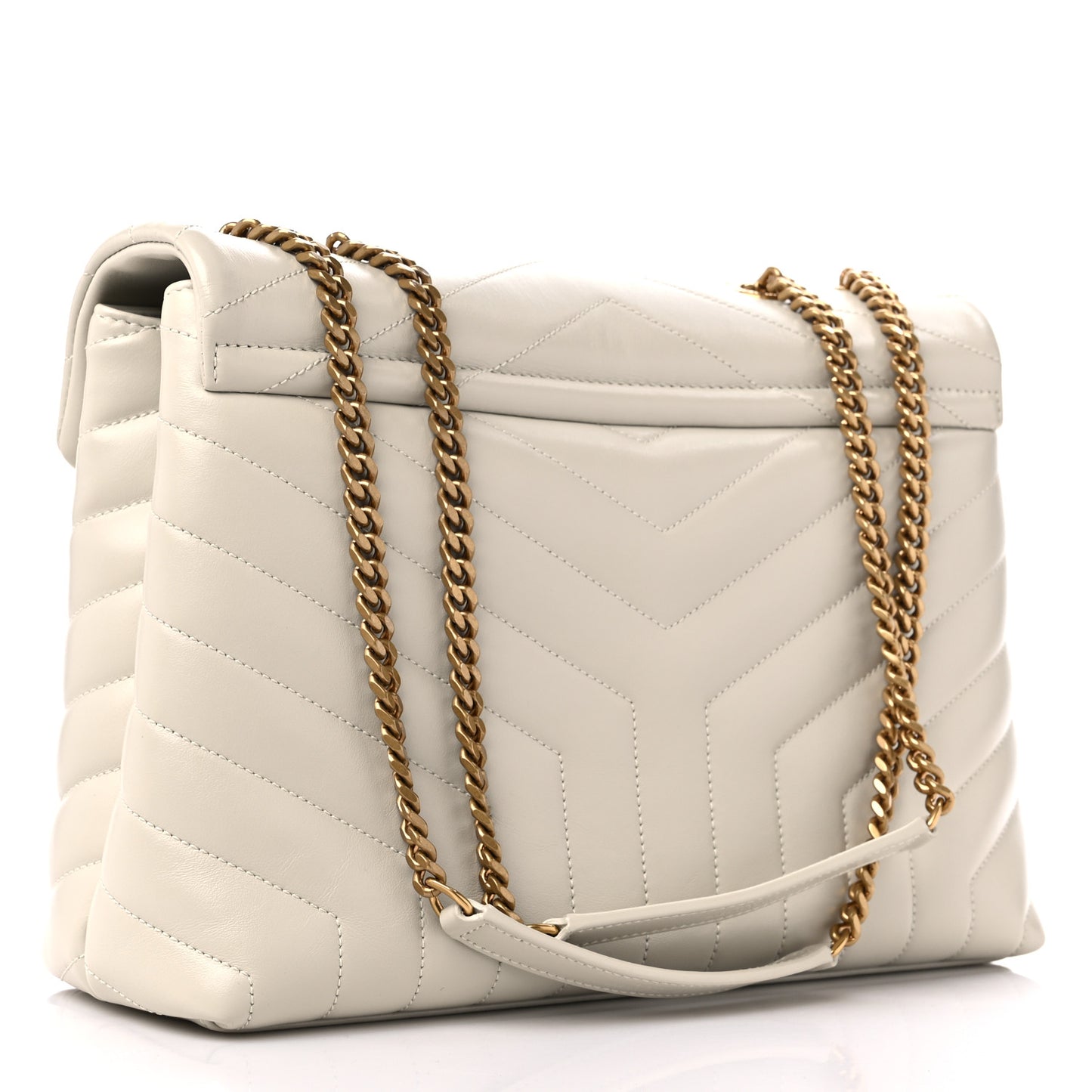 Calfskin Y Quilted Monogram Medium Loulou Chain Satchel Crema Soft
