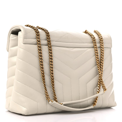 Saint Laurent Calfskin Y Quilted Monogram Medium Loulou Chain Satchel Crema Soft 3 of 10