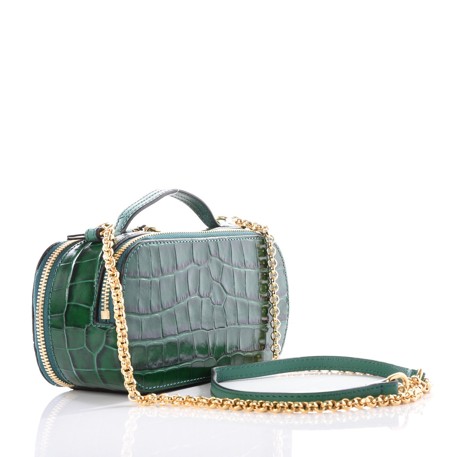 Chloe Calfskin Crocodile Embossed Mini C Vanity Bag Woodsy Green 2 of 12