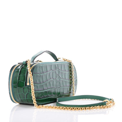 Chloe Calfskin Crocodile Embossed Mini C Vanity Bag Woodsy Green 2 of 12
