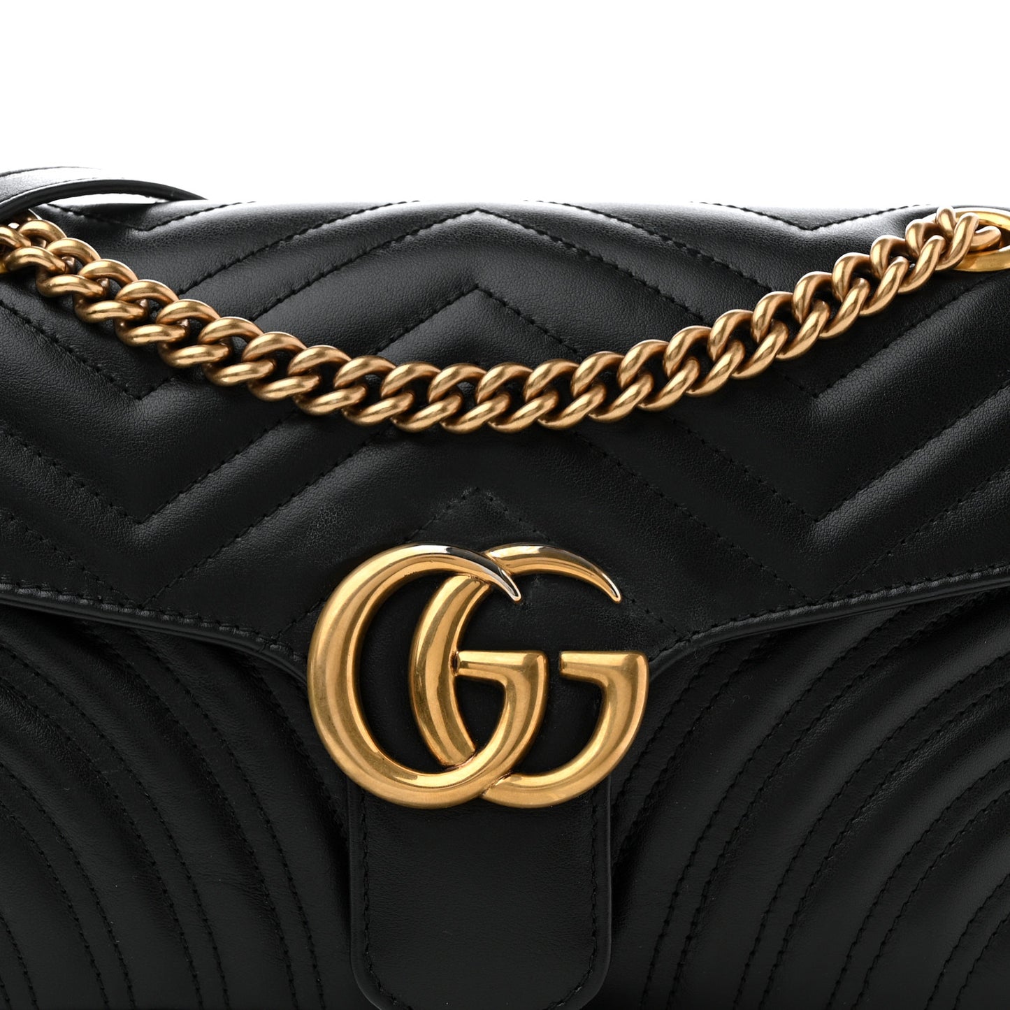 Calfskin Matelasse Small GG Marmont Shoulder Bag Black