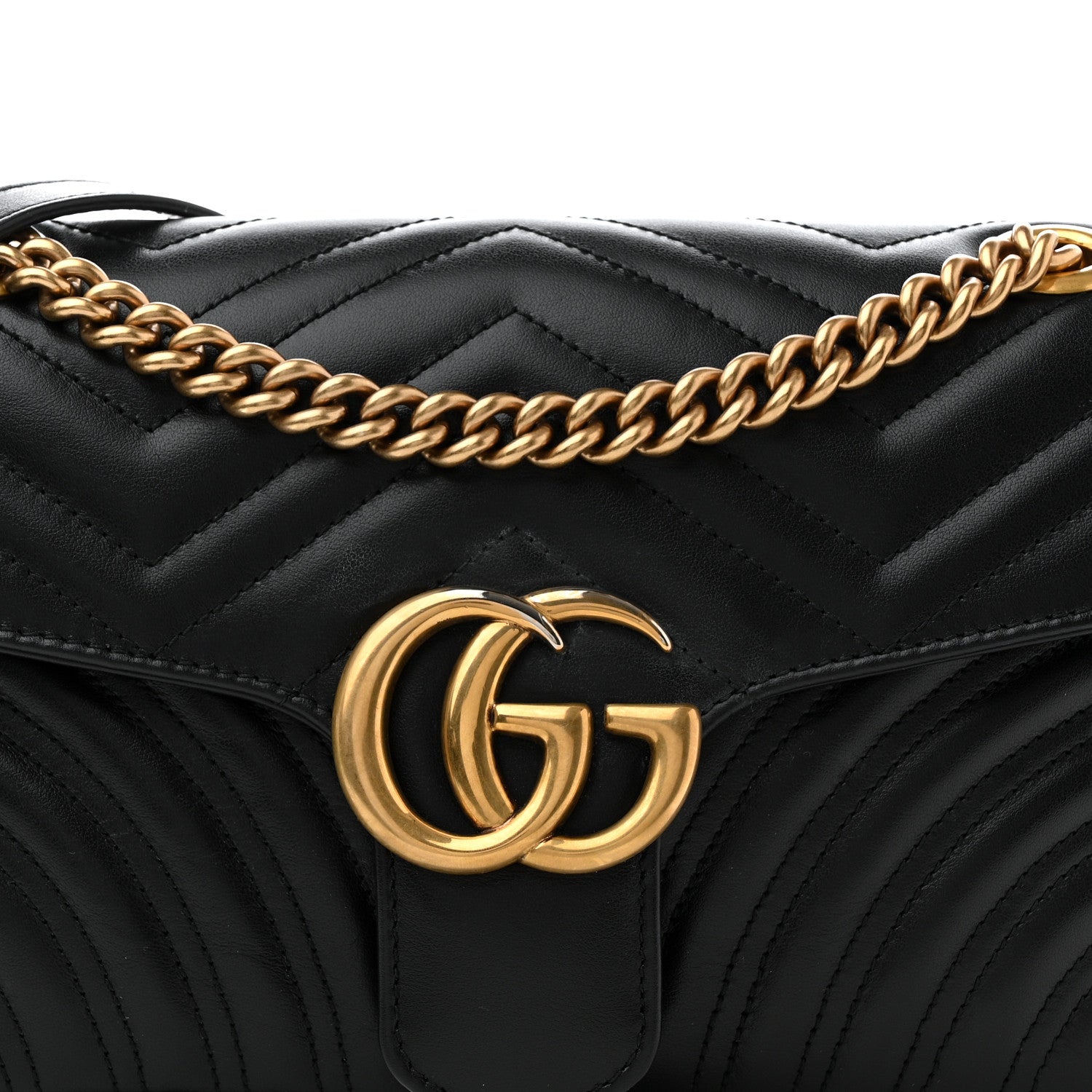 Gucci Calfskin Matelasse Small GG Marmont Shoulder Bag Black 8 of 11
