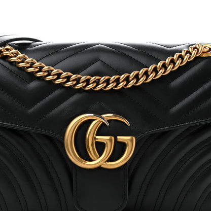 Gucci Calfskin Matelasse Small GG Marmont Shoulder Bag Black 8 of 11