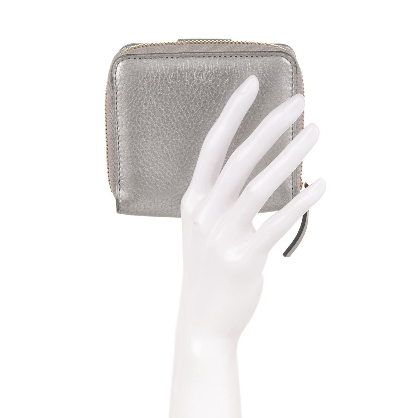 Calfskin Zip Around French Wallet Silver