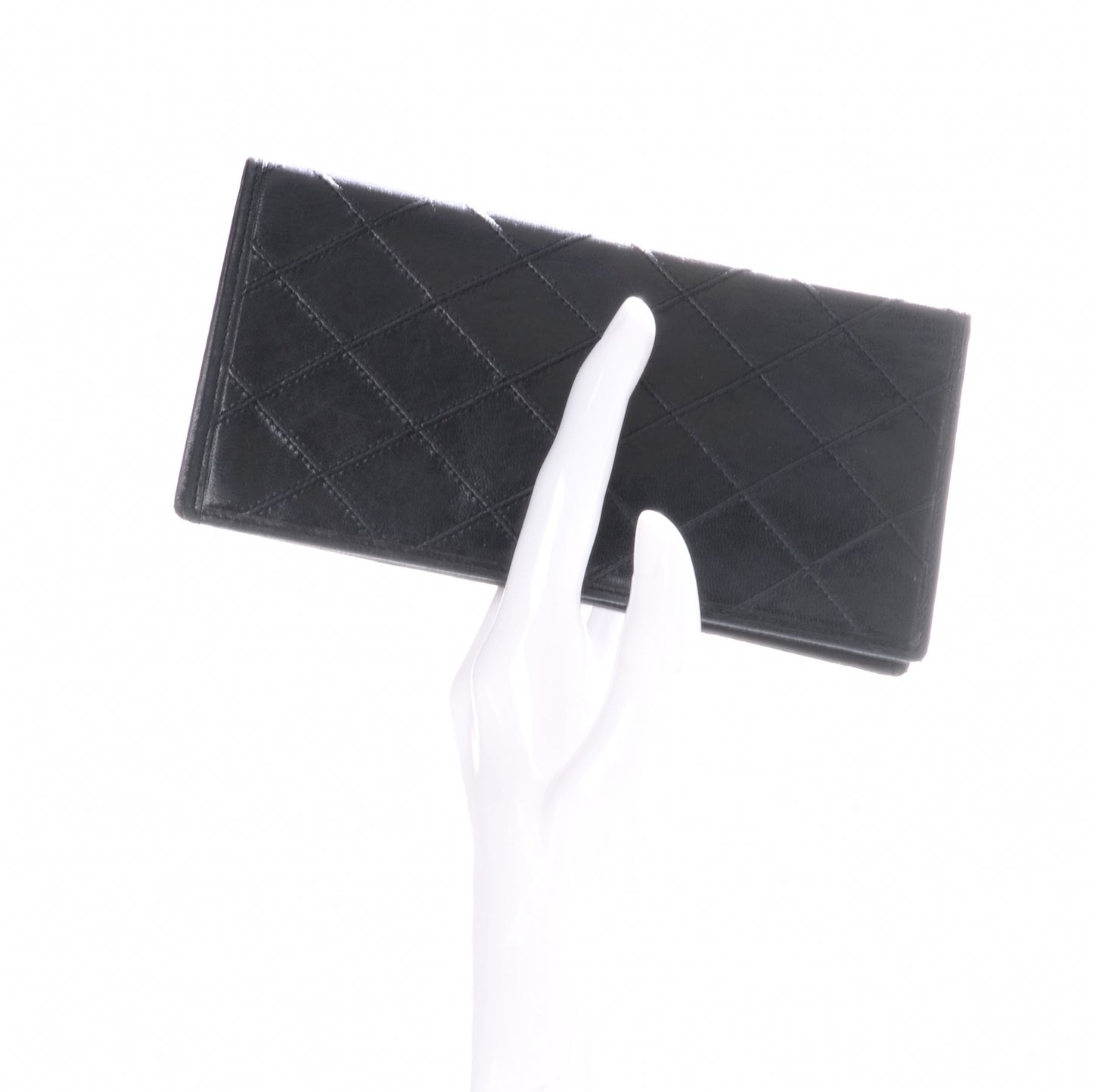 Leather Quilted Checkbook Wallet Black
