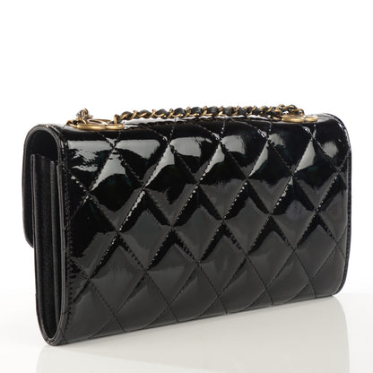 Chanel Patent Goatskin Quilted CC Eyelet Wallet On Chain Black 3 of 7