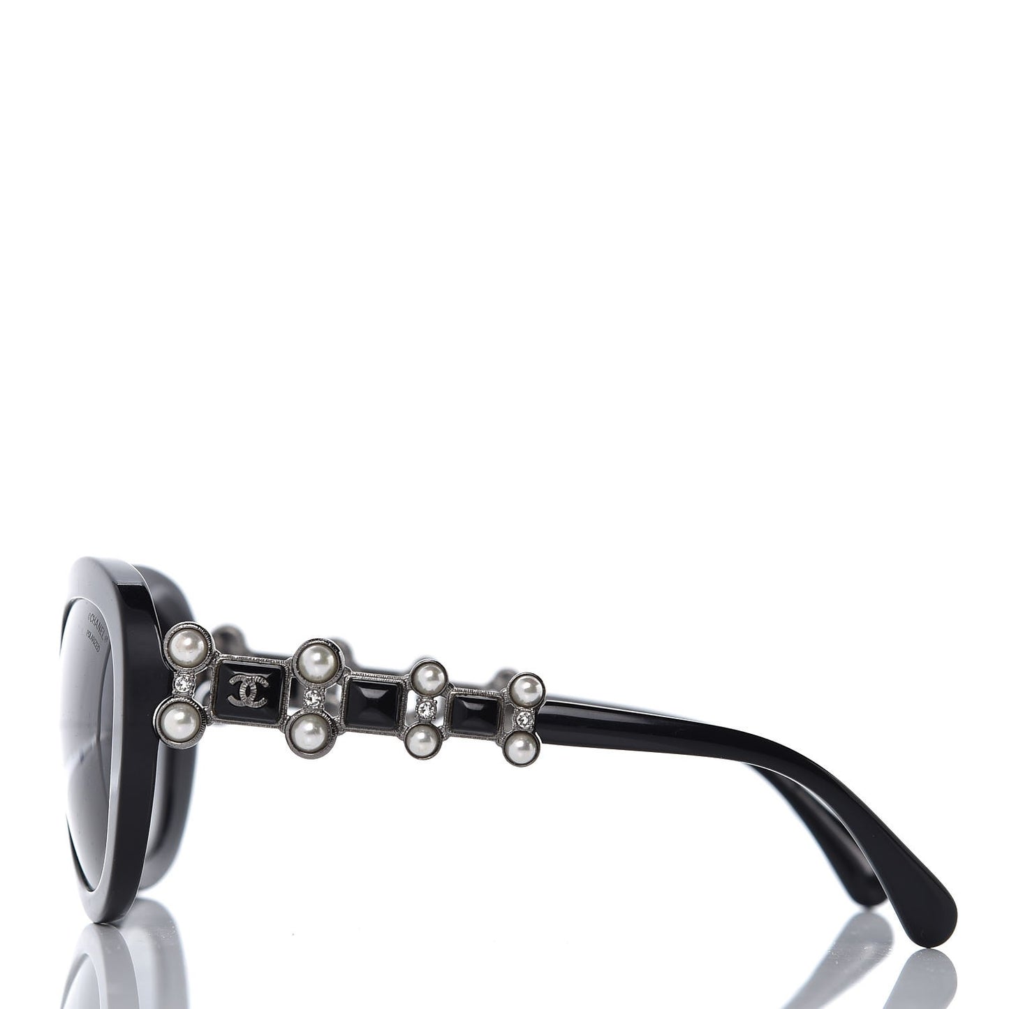 Pearl Crystal Bijoux Polarized Sunglasses 5335-B-A Black