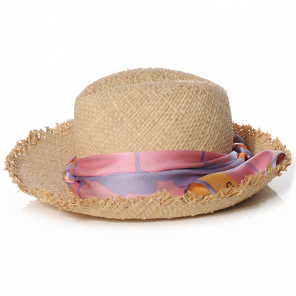 Chanel Straw and Silk Scarf Hat Size 57 3 of 6