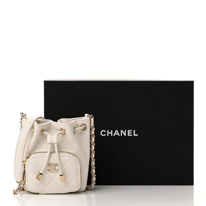 Chanel Caviar Quilted Mini CC Pocket Bucket Bag White 11 of 11